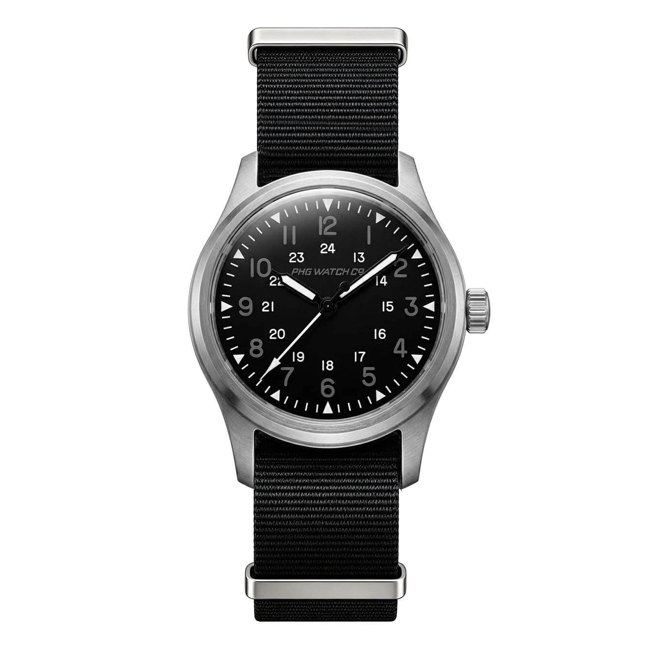 FS‑1966 Vintage Military Quartz Watch 36mm 24H Dial Luminous Nylon Strap Men's Field Wristwatch Retro Pilot Sport Watch Gift