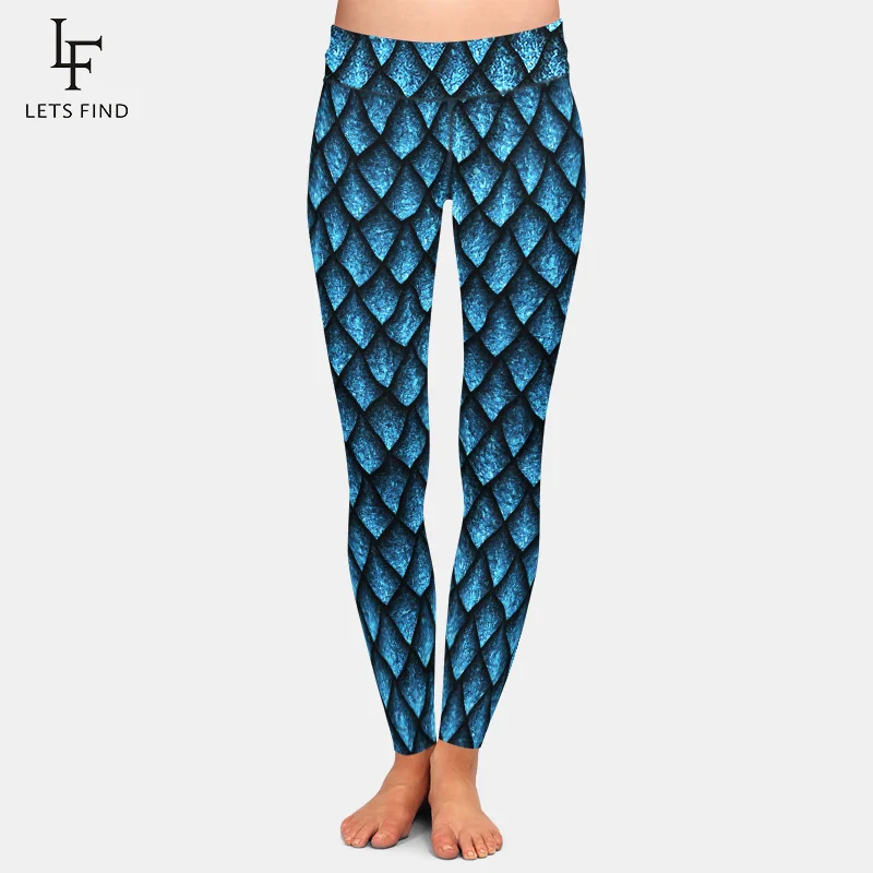 2019 New Fashion Fish Scales Pattern Leggings High Quality  Fashions  Milk Silk Women Leggings Hot Sale