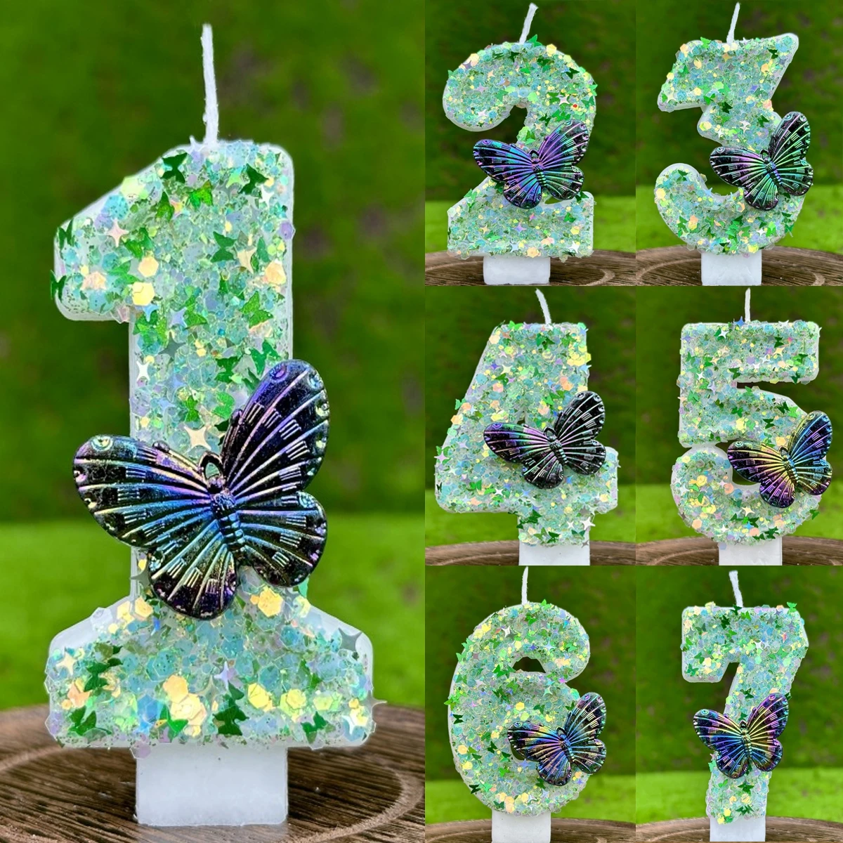 1 stücke Digitale Kuchen Kerzen Schmetterling Anzahl Kerzen Kuchen Topper Dekor Geburtstag Atmosphäre Kerze Szene Dekoration Lieferungen