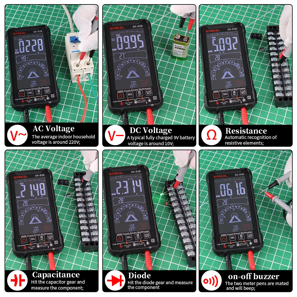 SK83B Smart Digital Multimeter Touch 6000 Counts Multimetro Test Rechargeable Multitester AC/DC Voltage Tester Current Tools