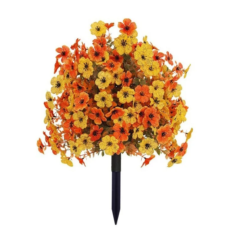 Halloween Outdoor Artificial Flower Stakes Autumn Garden Decor Imitation Violet Flower Ground Stakes