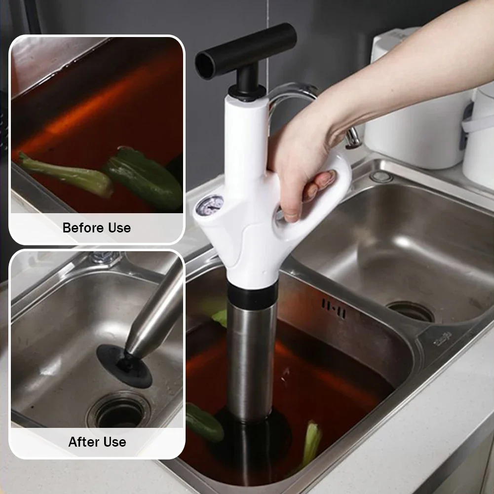 Toilet Plunger Drain Cleaner High Pressure Air Drain Blaster Manual Pneumatic Dredge Tool for Bathroom Clog Remover Pipe Plunger