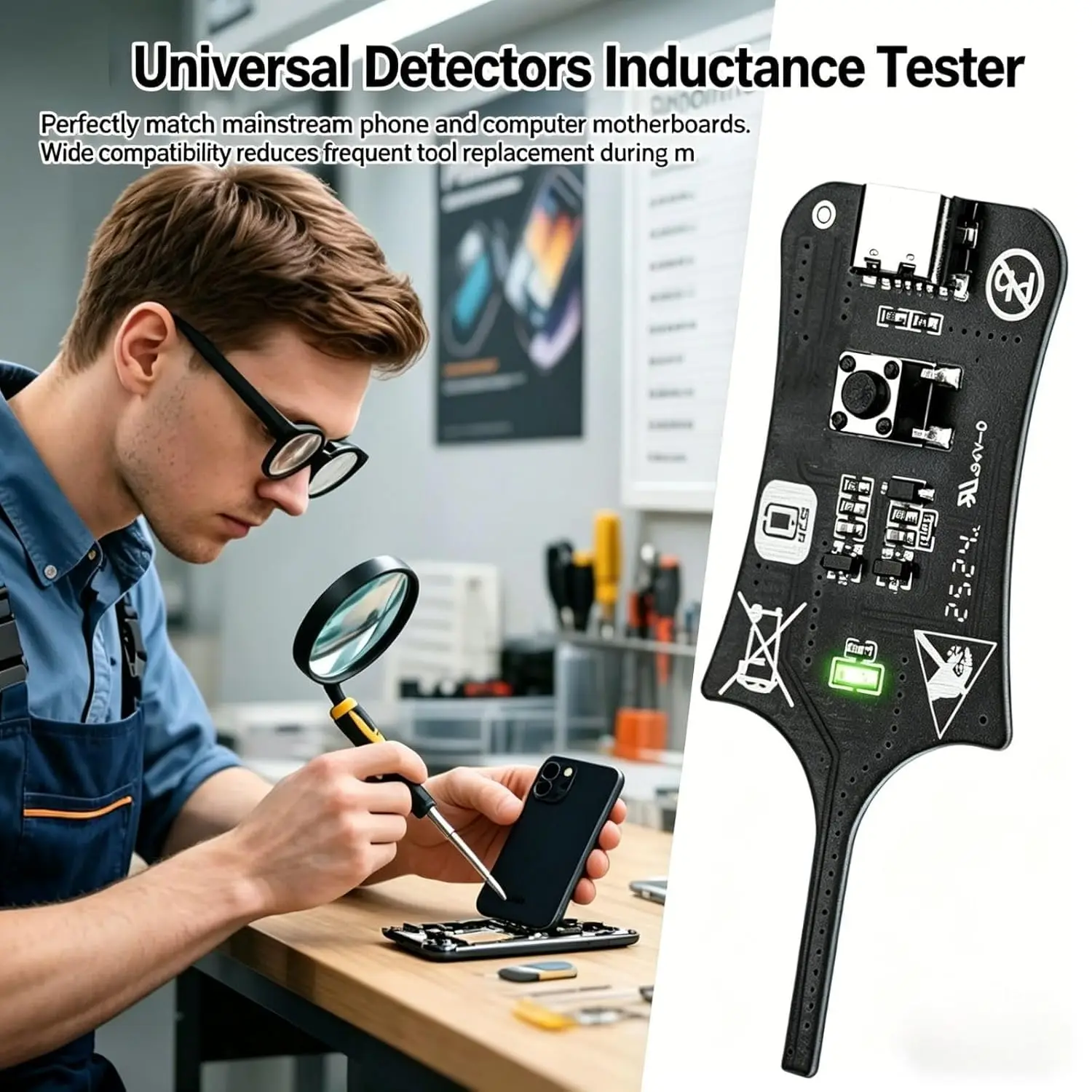 1PC  Motherboard Coil Tester Type-C Inductance Tester Inductor Detector Tool For PC Repair Electromagnetic Induction Fault Check