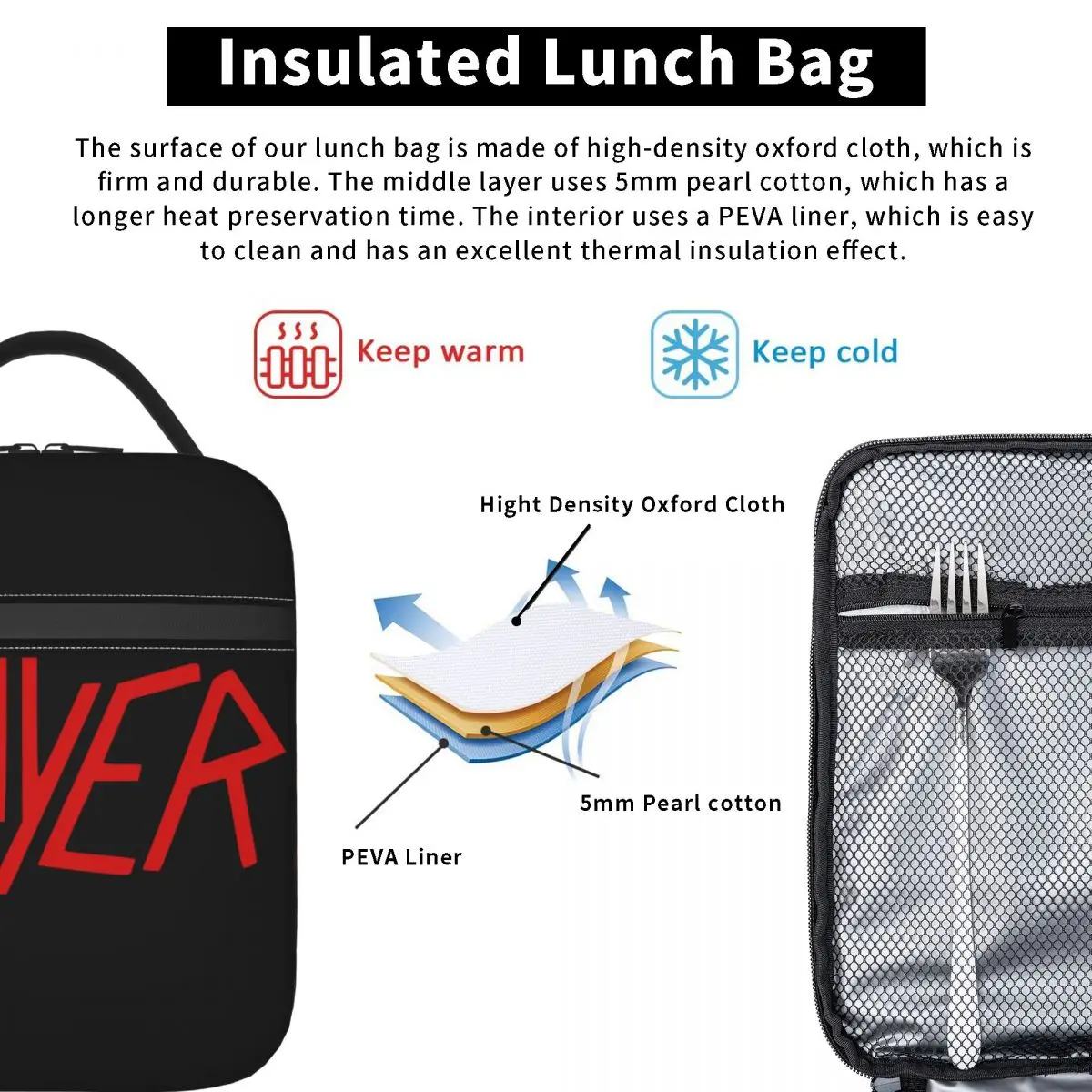 Slayers Logo Insulated Lunch Bags contenitore termico per il pranzo grande Lunch Box Tote uomo donna School Travel