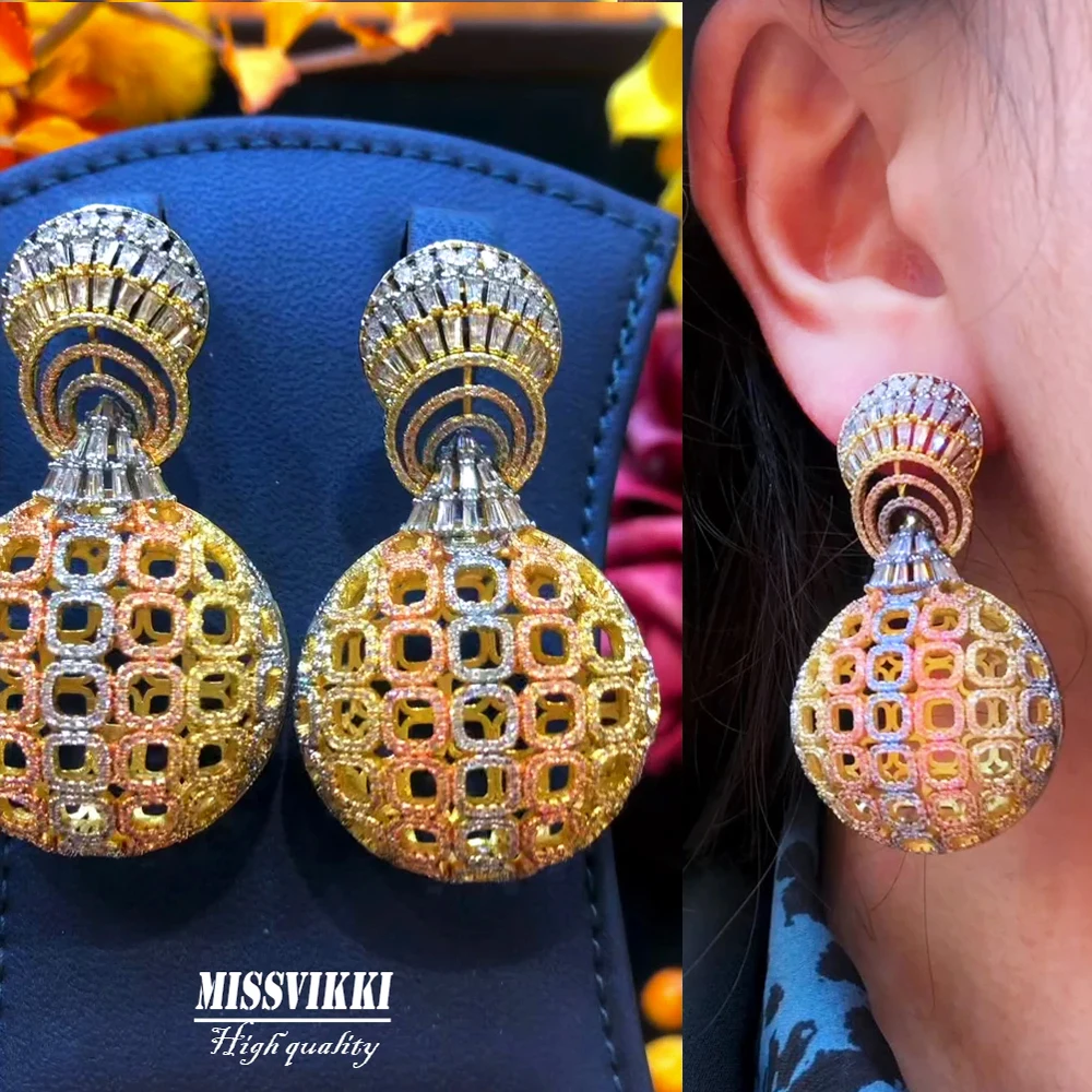 

Missvikki NEW TRENDY ROUND BALL Drop Dangle Earring For Women Bridal Earring aretes de mujer modernos Fashion Gift 2023 Hot