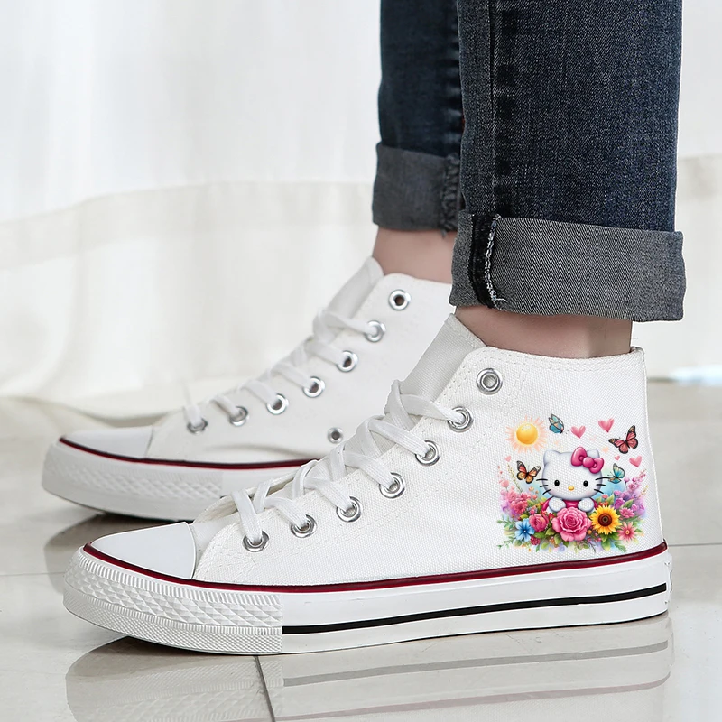 2025 Grils حذاء قماش HelloKitty دونالد ديزي داك المرأة حجم كبير منخفضة أعلى طالب زوجين رجل الشقق أحذية رجالي Tenis