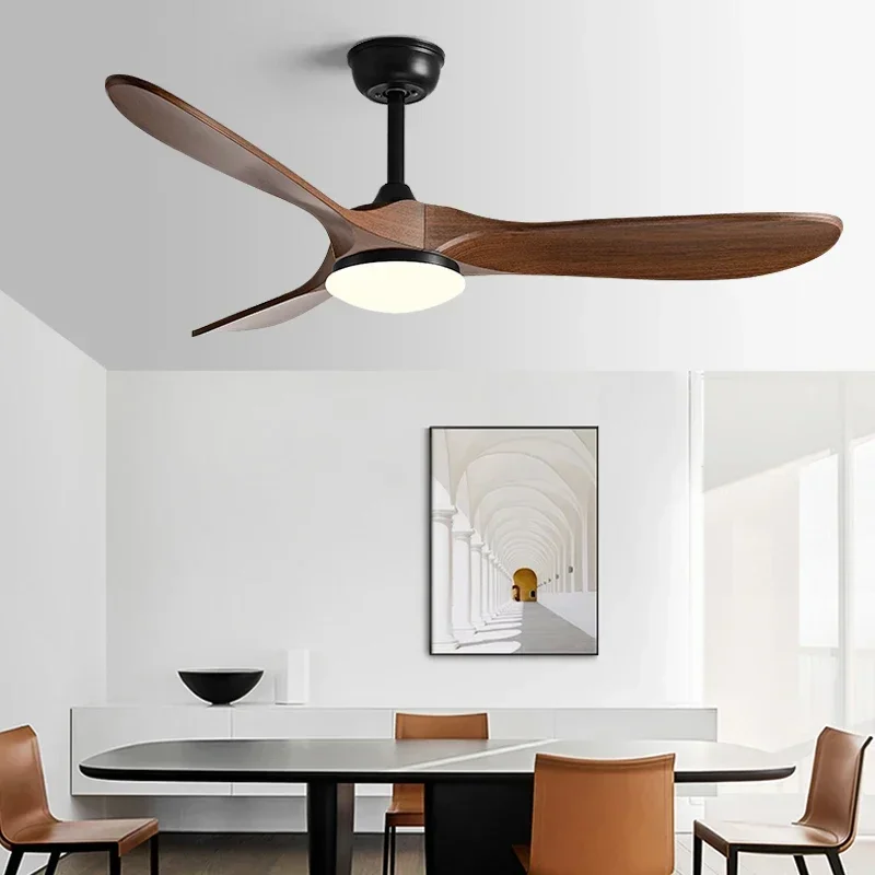 Home Ceiling Fan Light 3 ABS Blade DC 30W Pure Copper Motor Dining Room Ceiling Fan with Remote Control 42/52/60Inch LED Light