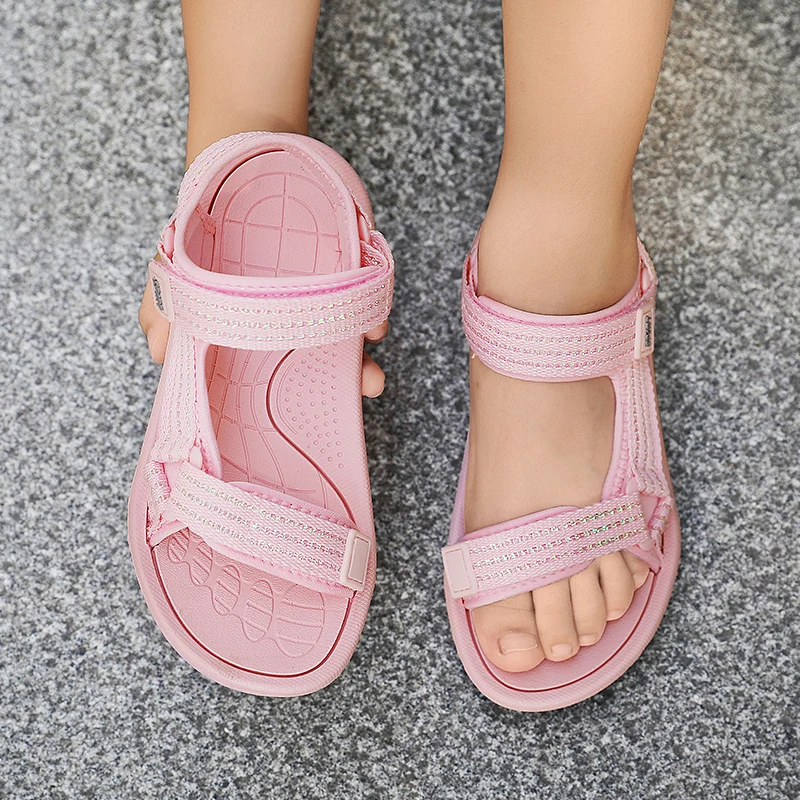 New Summer Girls Sandals Fashion Breathable Soft Children Shoe Outdoor Non Slip Open Toe Beach Sandals Comfortable Kids Shoes