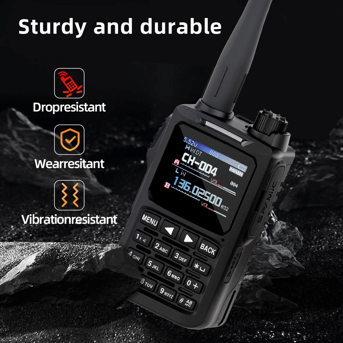 SHENGDA FT-70 무전기 5W 원키 주파수 매칭 채널 스캔 UHF/VHF 4밴드 LCD 디스플레이 대용량 배터리