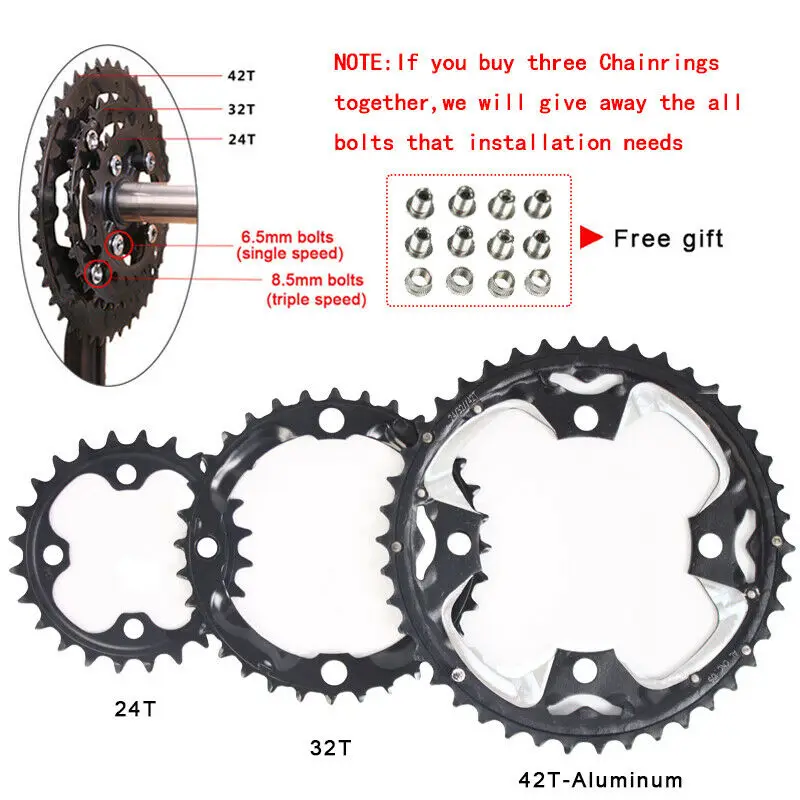 104/64BCDギア24/26/32/38/42t mtb自転車チェーンリングダブル