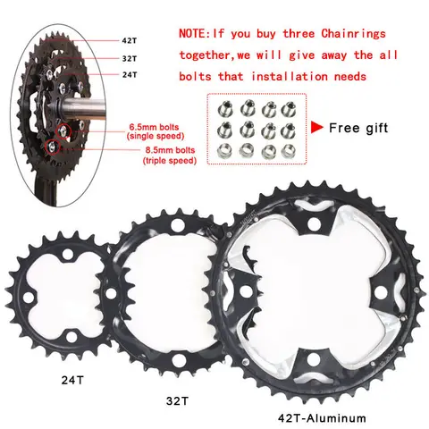 Алюминиевые цепные кольца 24/26/32/38/42T MTB