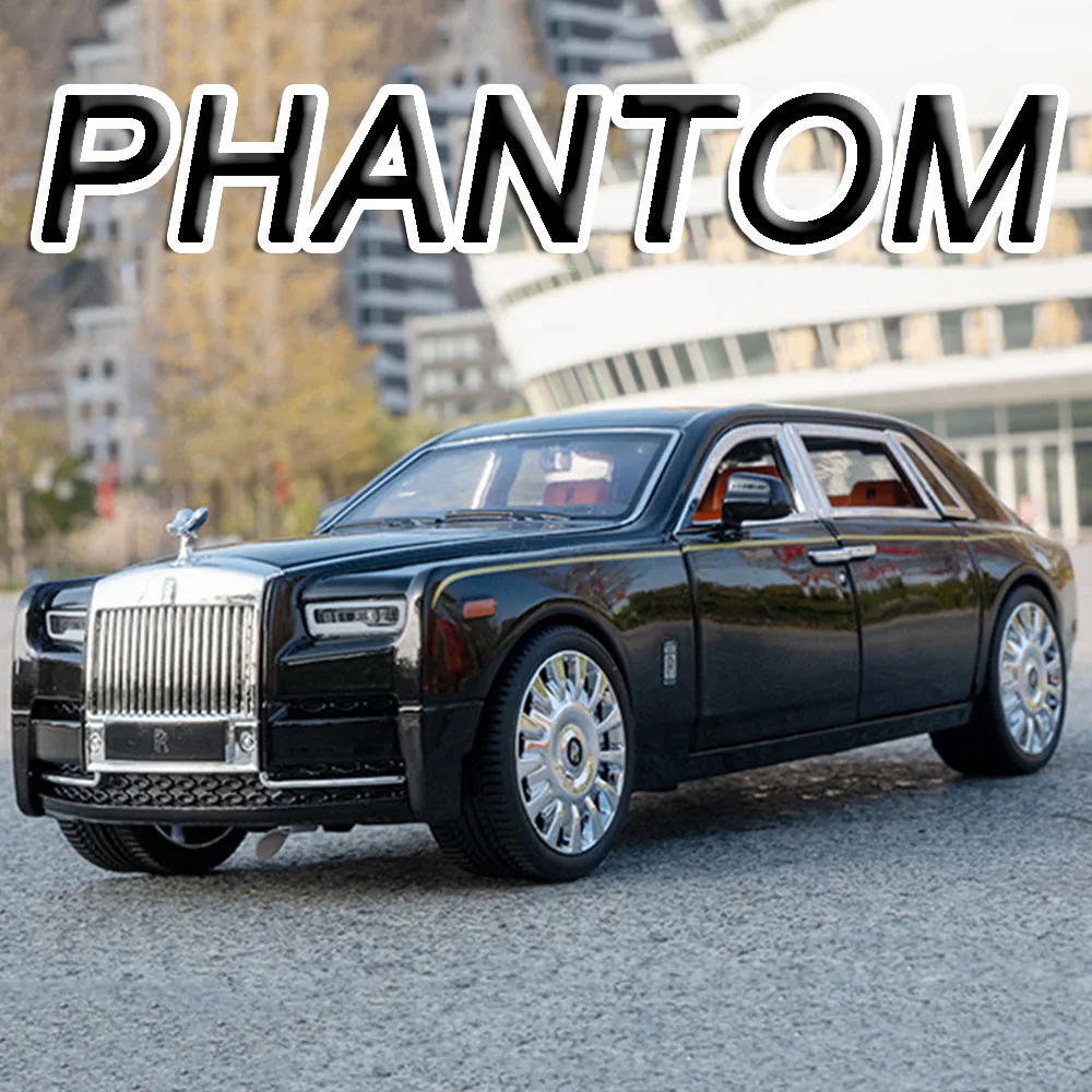 1:20 Model Toy Cars Rolls-Royce Phantom Alloy Diecast Miniature SUV Sound Light Doors Opened Pull Back Ornament Vehicles Gifts