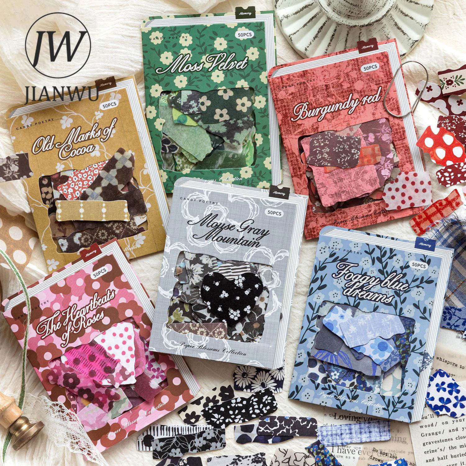 JIANWU Paper Blossom Series Vintage Flower Landscape Material Collage Scrapbooking Sticker Creative DIY Journal Stationery