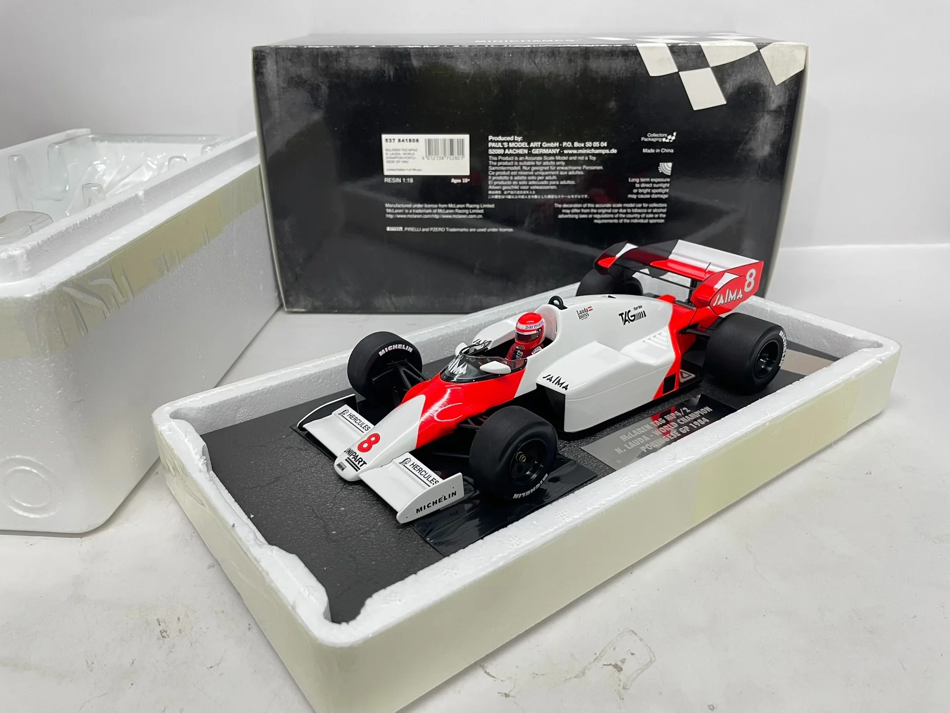 Minichamps 1:18 F1 MP4/2 Lauda 1984 Simulation Limited Edition Resin Metal Static Car Model Toy Gift