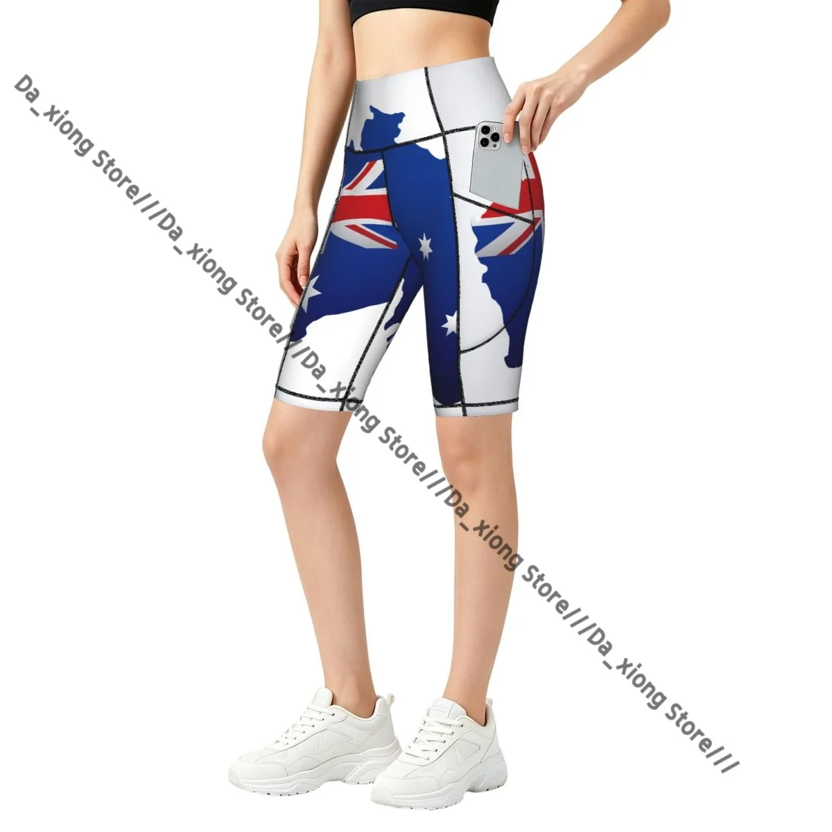 Comfortable Stretchy Yoga Shorts Australia Flag Map Women Gym Exercise Sports Trousers