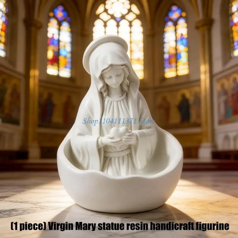 P9FC Blessing Holy Mother Decorative Accent Resin Statue for Catholic Home Rosary Holder Church Decoration Religious Ornament,