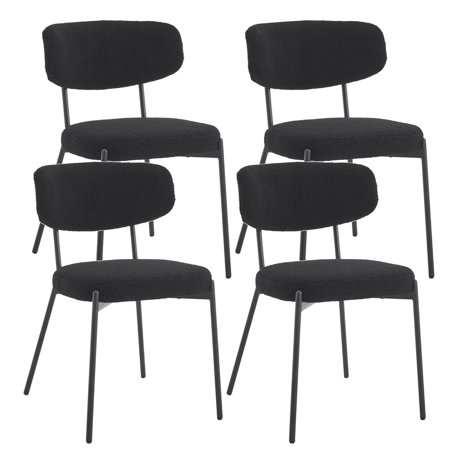 

Dining Chairs Set of 4, Modern Mid-Century Upholstered Stylish Kitchen Chairs Sherpa Accent Diner Chairs with Metal Legs