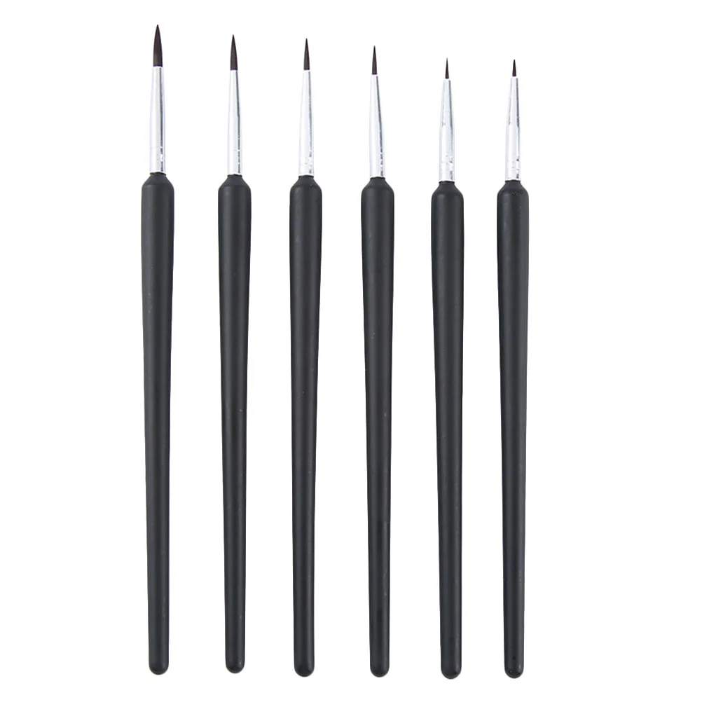 6 Pcs Detail Paint Brush Comic Pen Holder Oil Painting Accessories Mini Fine Nylon Wool