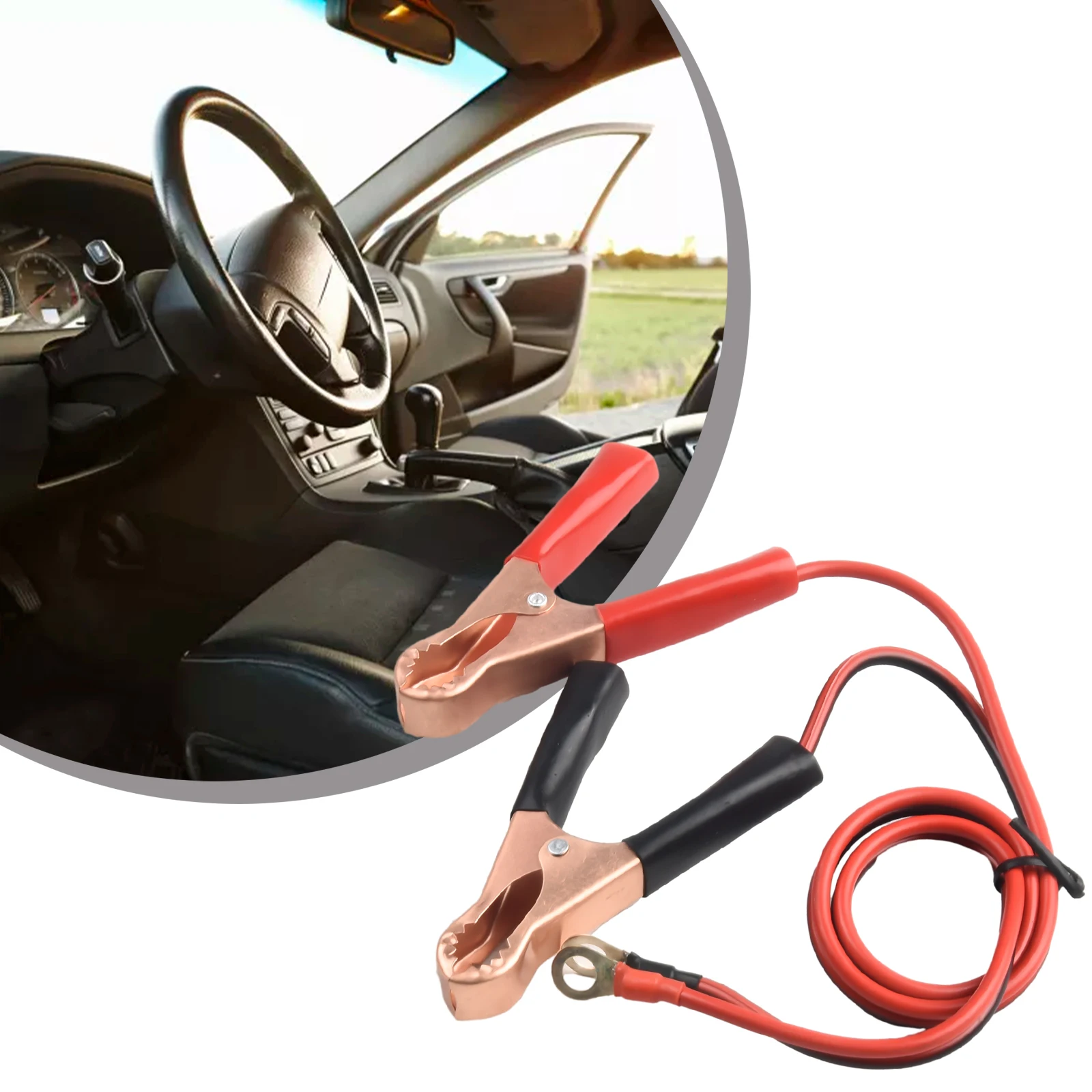 Fil d'onduleur automatique avec pinces crocodiles, câble de terre de batterie de voiture, câble de batterie, systèmes de charge en plastique et en cuivre, 50 médailles, 2 pièces