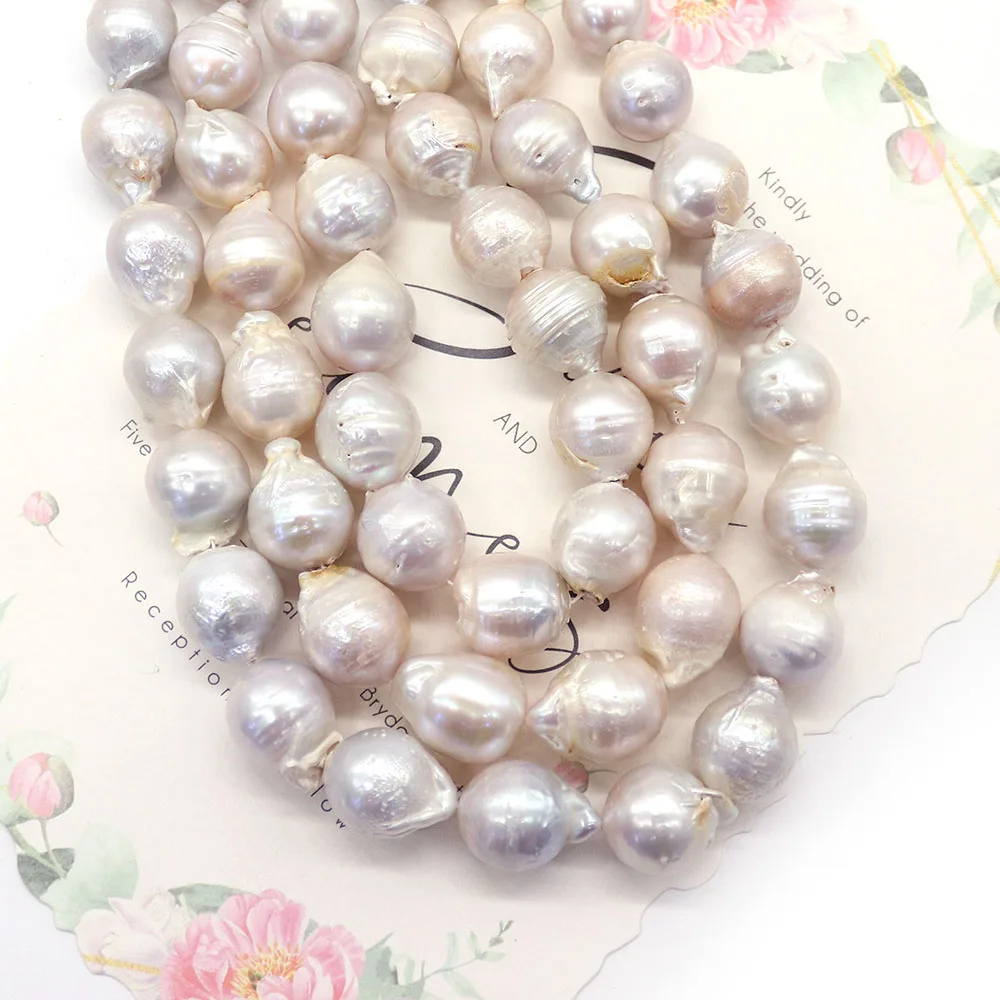 

Natural White Freshwater Pearl 15x15mm Round-threaded Baroque Pearls Bead for Jewelry Making DIY Necklace Bracelet Earring