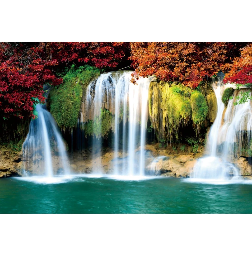 Nature Landscape Waterfall River Backdrop Forest Kids Adult Family Portrait Photography Background Room Wall Decor Photostudio