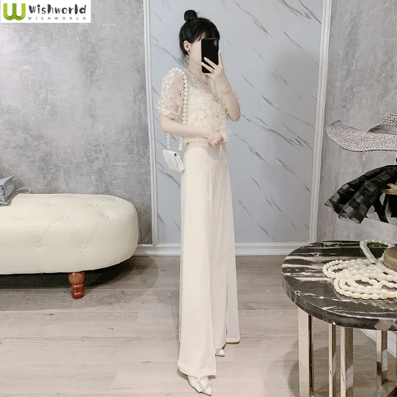 

In Spring and Summer of 2022 the New Korean Style Fashionable Wide Leg Pants Women's Suit Leisure Two-piece Suit