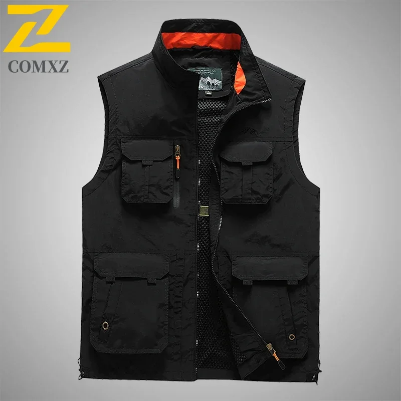 Summer New Men's Jacket with Multiple Pockets Design Refreshing and Breathable Vest Outdoor Fishing and Camping Men's Clothing