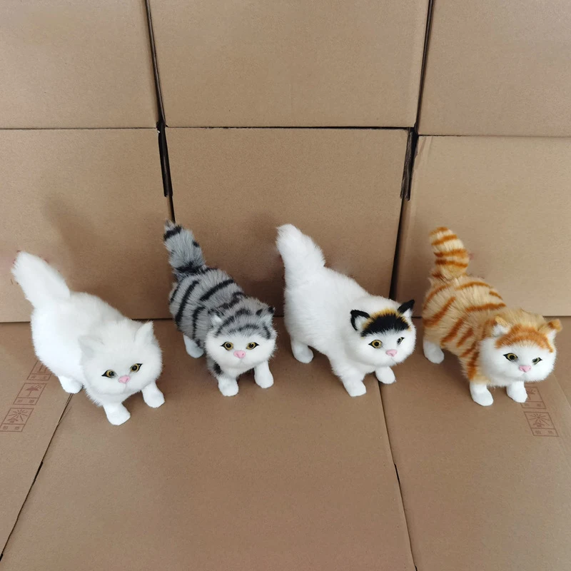 Cute Simulation Cat Plush Toys Soft Stuffed Kitten Model Fake Cat Realist Animals for Kids Girls Birthday Valentine's Day Gift