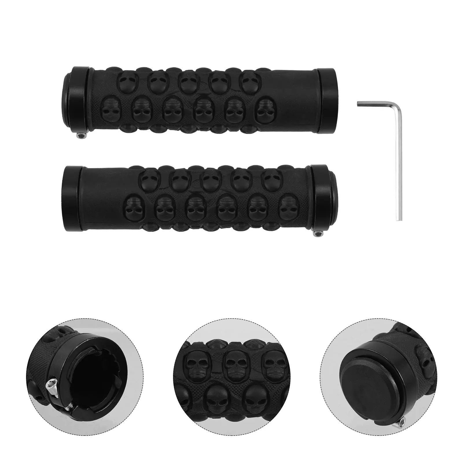 

2pcs Mountain Bike Handlebar Grips Skull Design Nonslip Stable Shock Absorption Bicycle Accessories Handlebar Parts