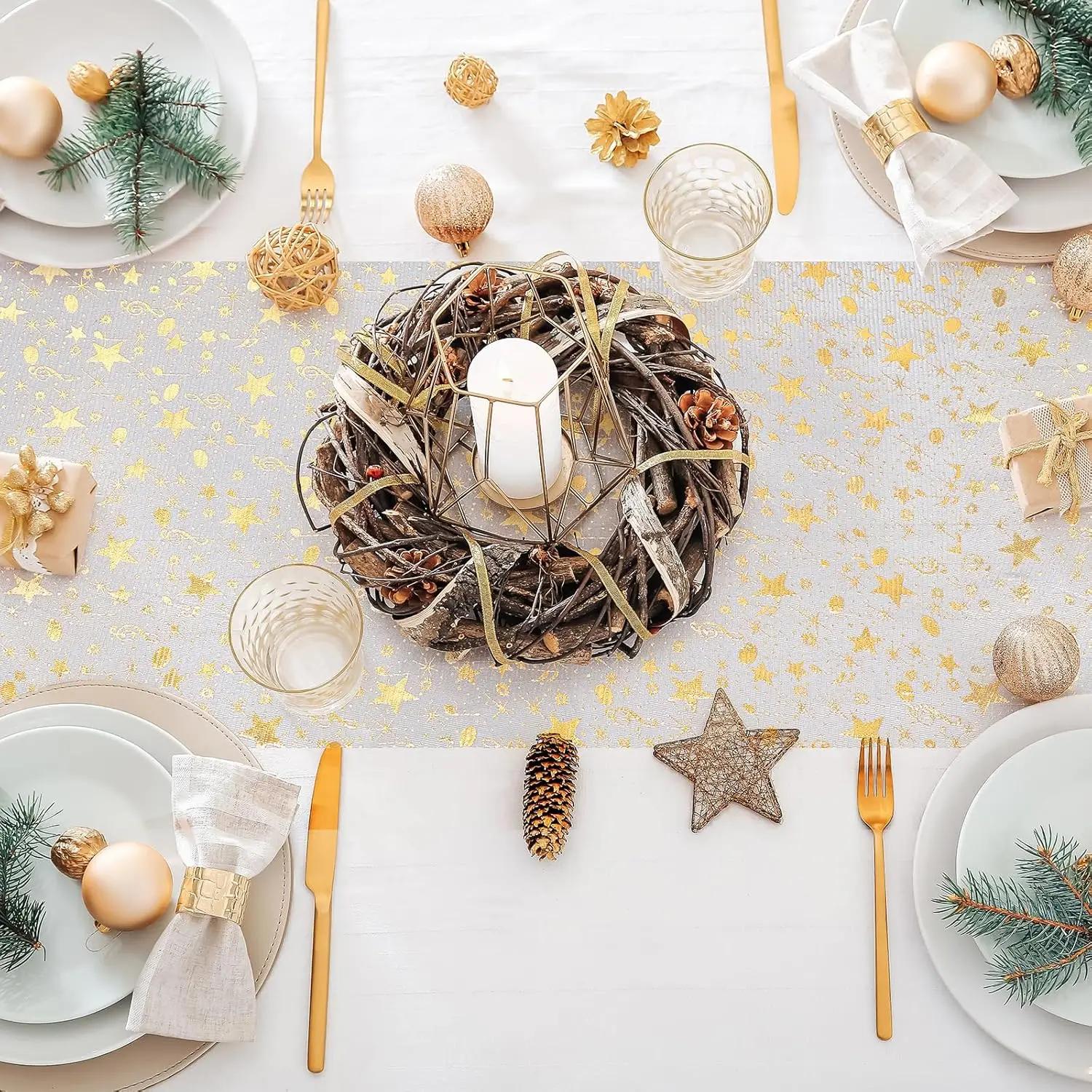 Glitter Bling Table Runner Sequin Glitter Foil Metallic Mesh Gold Table Runners Roll, Table Decorations for Wedding, Christmas