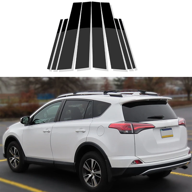 Glossy Black Pillar Post Molding Cover For Toyota RAV4 XA40 2013 2014 2015 2016 2017 2018 Car Window Decoration Trims Stickers