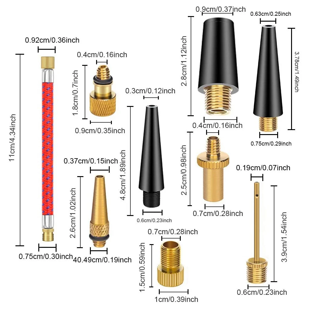 Brass Presta Schrader Valve Adapter Tools, Ball Pump Needle, Bike Tire Valve Pump Adapters, Fit for Bike Gym Balloon Toy Pump