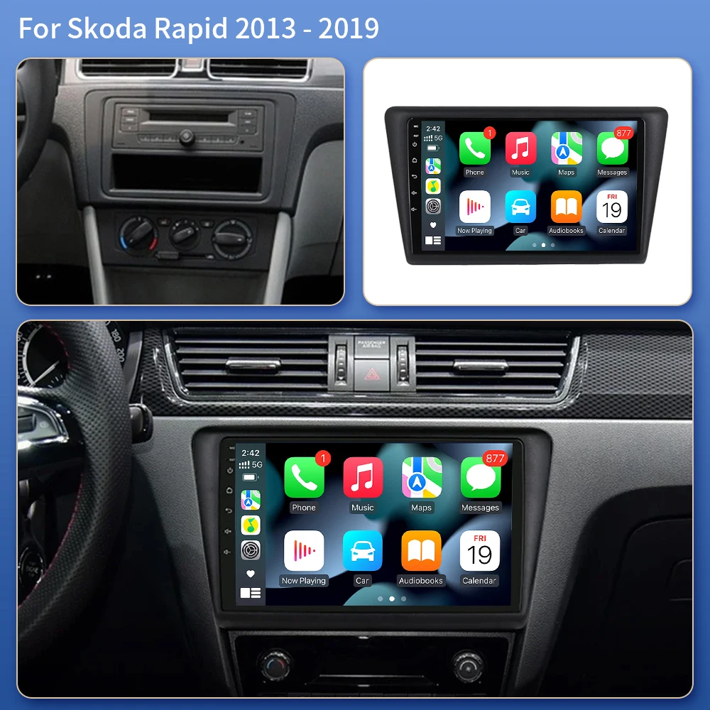 For VW Skoda Rapid 2013 2014 2015 2016 2017 2018 2019 Seat Toledo 2015 - 2018 GPS Multimedia Stereo Android 16 Carplay Car Radio