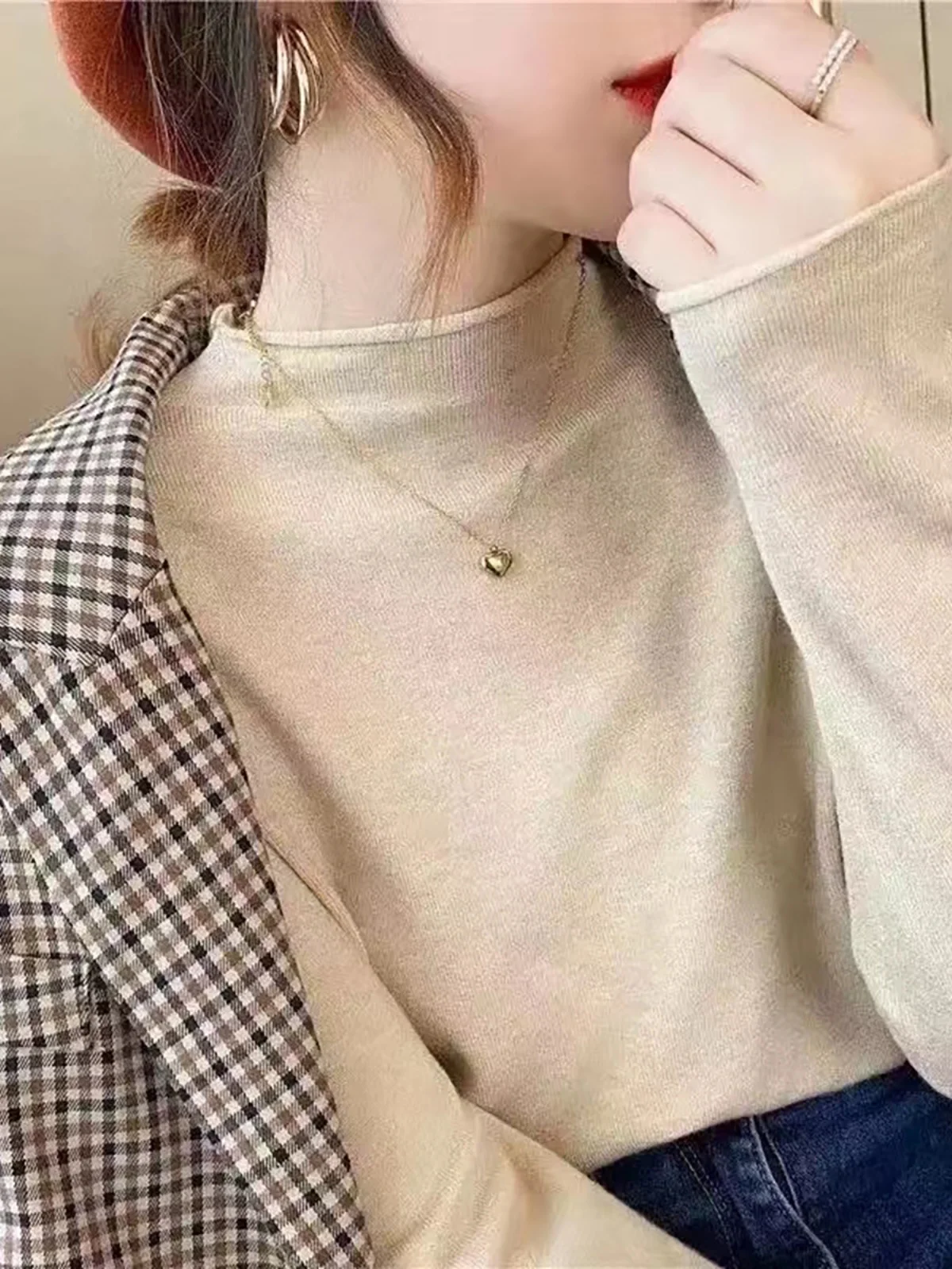 Veelzijdige kleur gebreide kleding f hoge kraag damesbasis irt herfst winter nieuwe sle warme innerlijke match rechte buis sle