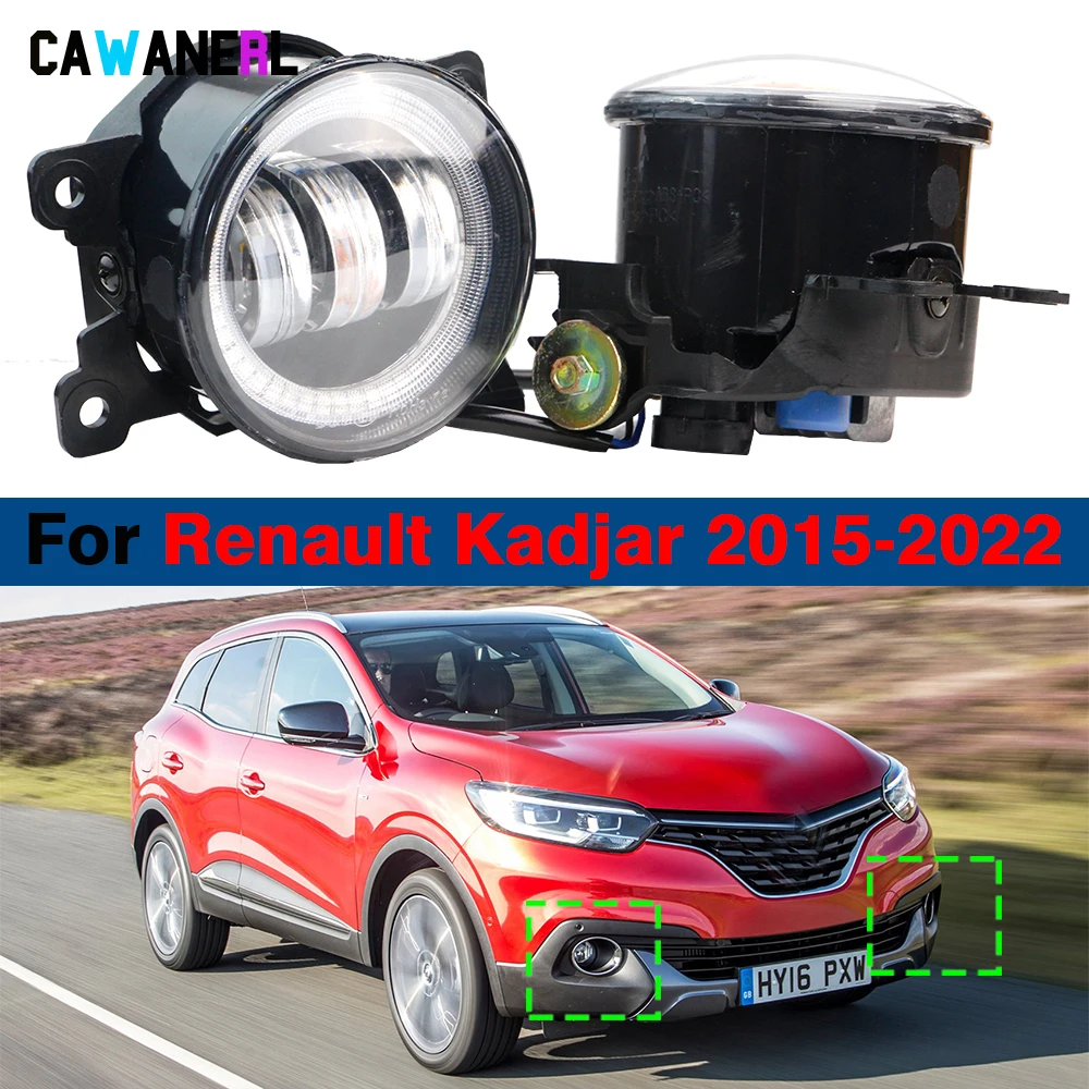 2 X Car 30W H11 LED Fog Light Angel Eye Daylight Fog Lamp DRL 12V For Renault Kadjar 2015 2016 2017 2018 2019 2020 2021 2022