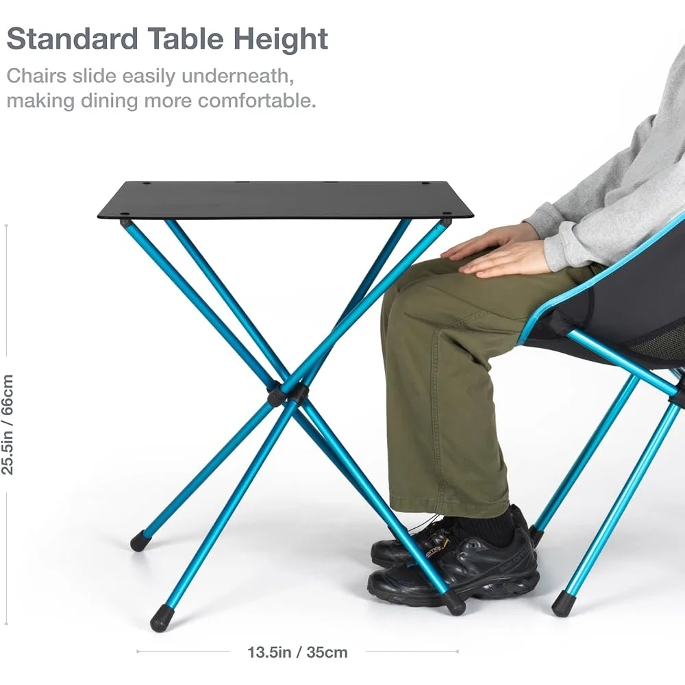 Portable Camping Table Outdoor Dining Height Lightweight Foldable Aluminum Alloy Black Hardtop 27 Inches Setup Easy Collapsible