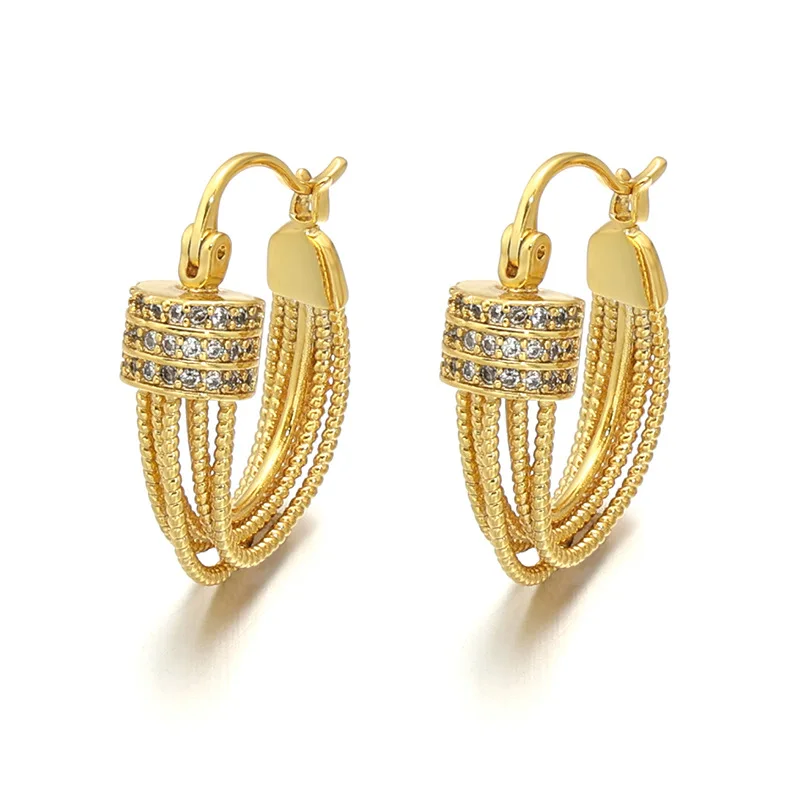 Ins exquisite zircon micro-inlaid multi-layer line earrings spring and summer new style