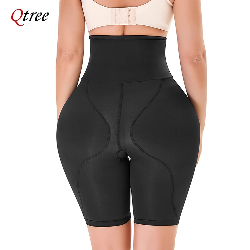 Qtree-bragas de cintura alta para mujer, moldeador de barriga, levantador de trasero falso, potenciador de glúteos, pantalones cortos, recortador de muslos