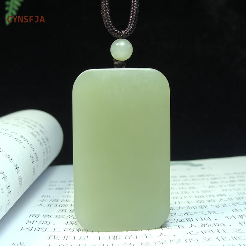 

CYNSFJA New Real Rare Certified Natural Hetian Nephrite Unisex Lucky Peace Jade Pendant Lighter Green High Quality Elegant Gifts