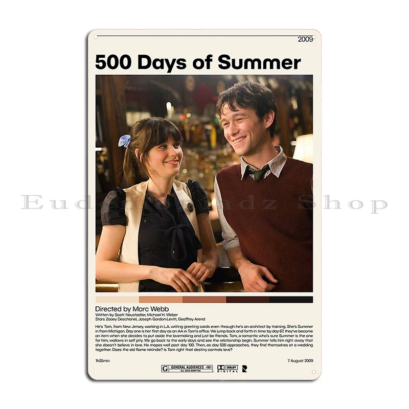 250/250 500 Days of Summer Movie Poster Birdy HD Sticker Set Noir Metal Rusty Designing Classic Cinema Garage Tin Sign Poster