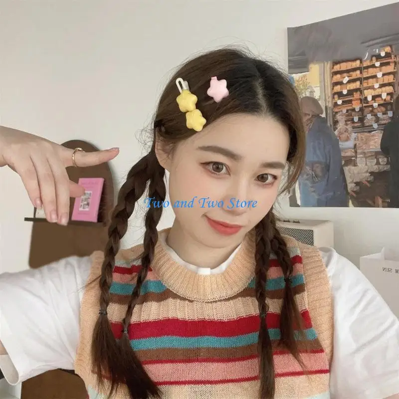 HX6F Jepit Rambut Bentuk Bintang Lucu Jepit Rambut Bebek Remaja Jepit Rambut Warna Permen