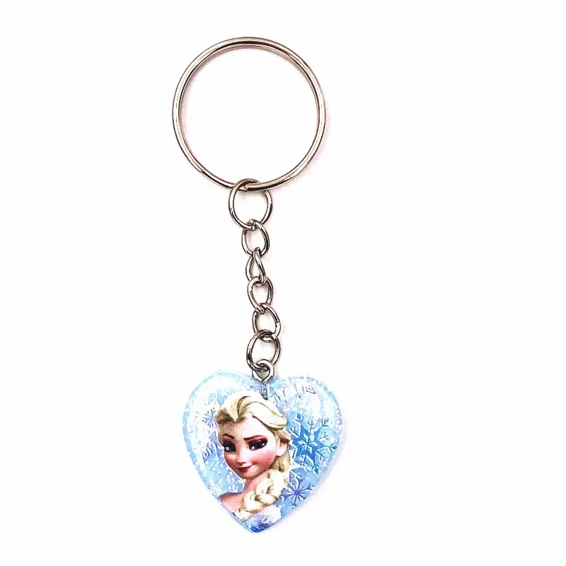 1PCS Resin Shiny Keychain Disney Princess Elsa Snow White Key Rings Key Holders Fit Girls Adult Car Keys Gift Trinkets