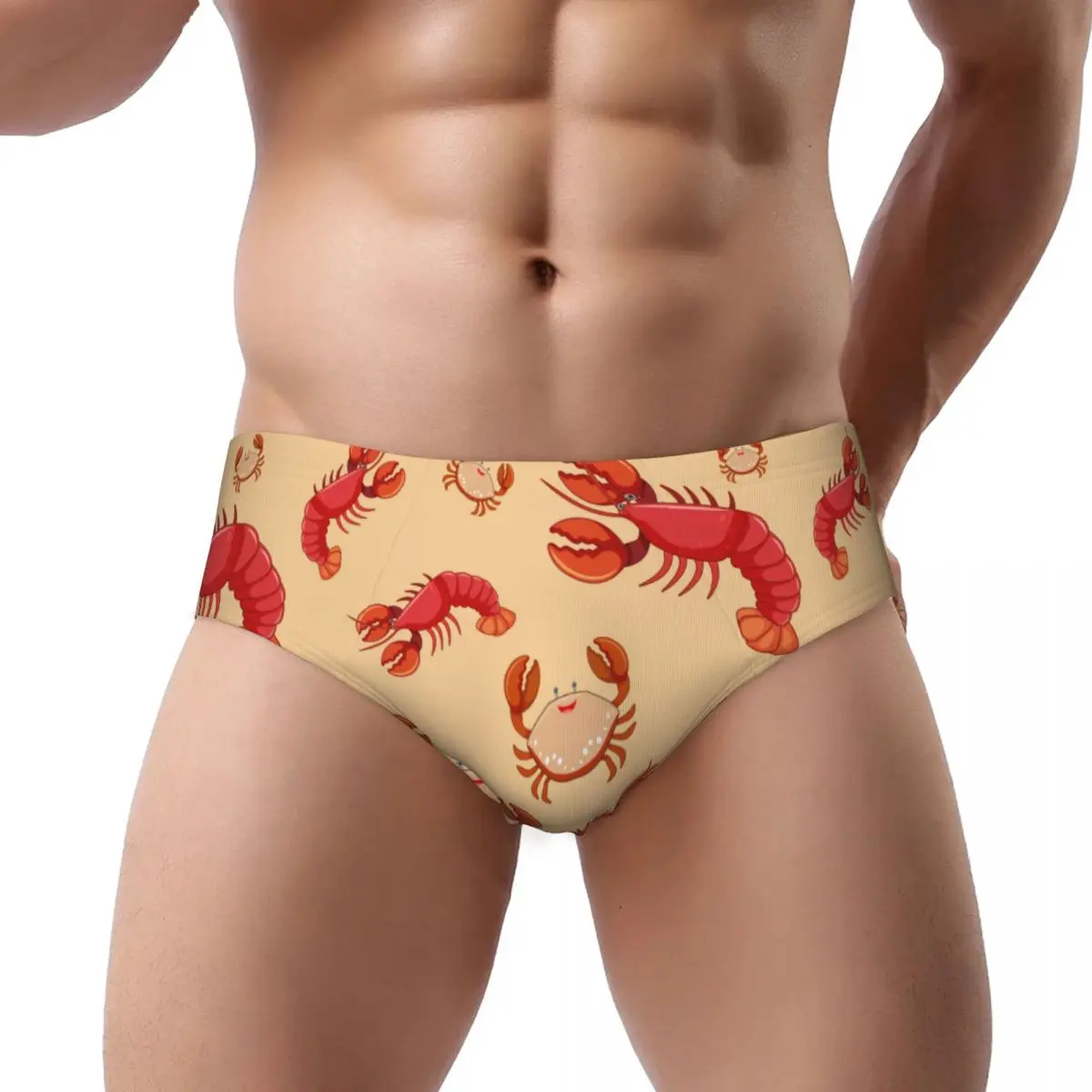 Men's Triangle Briefs Seafood Crabs Crayfish Panties Waist Breathable Shorts Mens Underwear