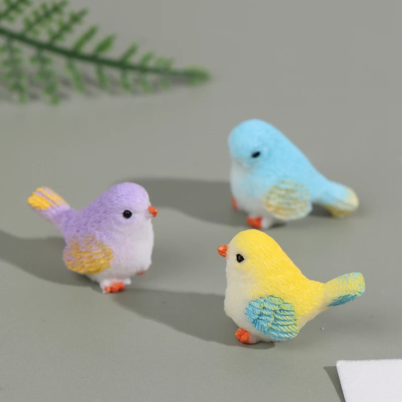 8ชิ้น/เซ็ตเรซิ่น Little Parrot Bird Figurine สัตว์ DIY การตกแต่งบ้าน Miniature Fairy Garden Bonsai อุปกรณ์ประดับตกแต่ง