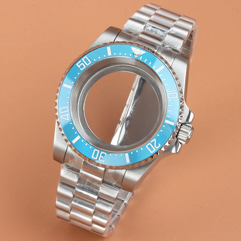 

40mm NH35 ice blue bezel Watch Case Sapphire Glass Fit SUB GMT NH34 NH35 NH36 NH38 Movement Stainless Steel Presidential Strap