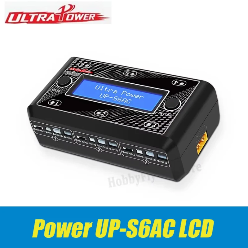 Ultra Power UP-S6AC LCD Digital Display 6x4.35W AC DC Battery Charger for 1S LiPO LiHV RC Model Accessories