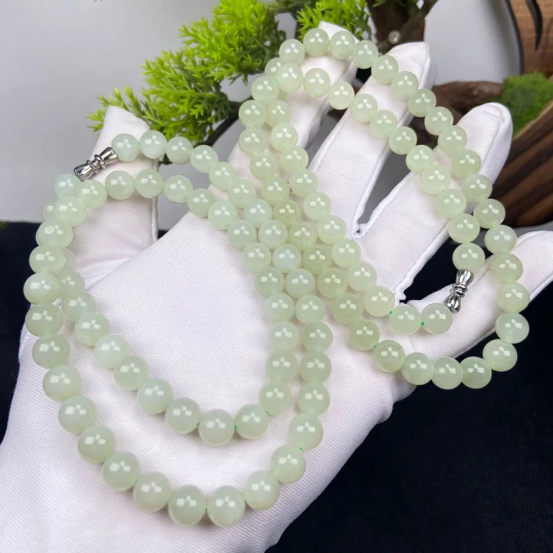 

Натуральный материал Цинхай Хэтянь Нефрит 8М Ожерелье Светлые медные бусины Цин