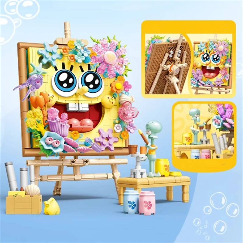 SEMBO SpongeBob SquarePants building blocks three-dimensional easel assembly toy Patrick Star Squidward Tentacles birthday gift