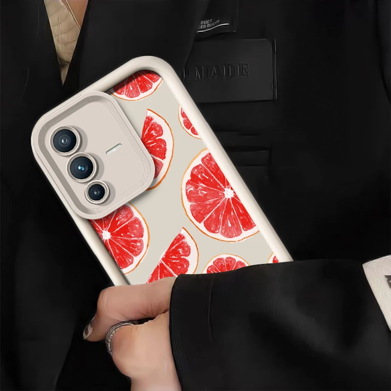 الفواكه سيليكون جراب هاتف ل Vivo V60 V50 V40 Pro V27E V27 V25 V23 V23E V30 SE V30E V29E V29 الخوخ البرتقالي غطاء مقاوم للصدمات #3