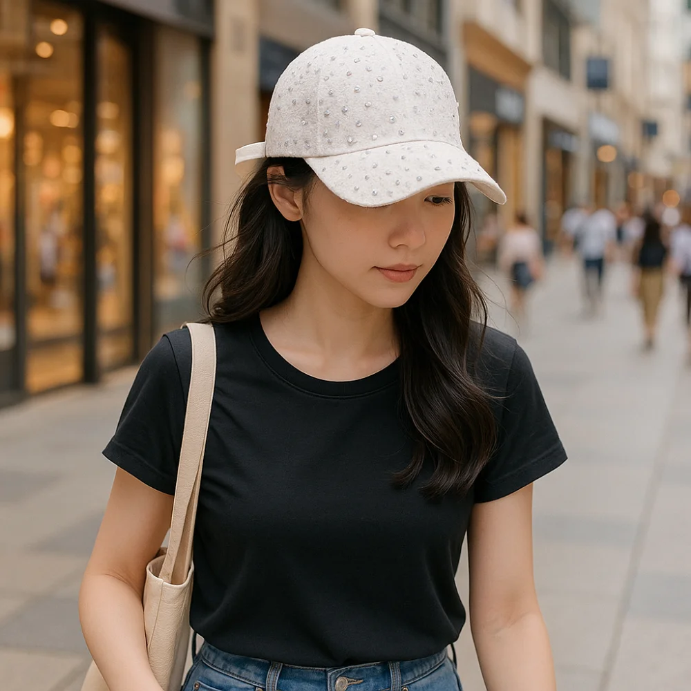 New Rhinestone Baseball Cap Trendy Anti-Sun Designer Sun Hat Adjustable Anti-uv Embroidery Hats